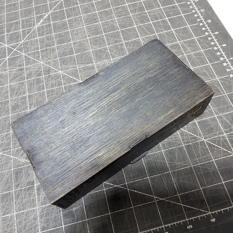 Custom laser etched border scroll flip top wood stash box teal purple 8x4x2 gallery