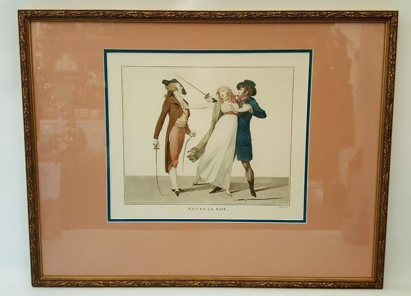 Louis-Leopold Boilly print framed 'Faites La Paix' tinted stiple engraving