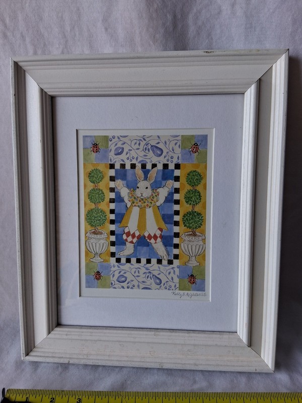 Framed Art Work by Kelly B. Rightfully Feat Whimsical Bunny Rabbit