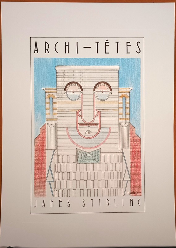 Unframed Lithograph «James Stirling» by Louis Hellman – Archi-tetes Series