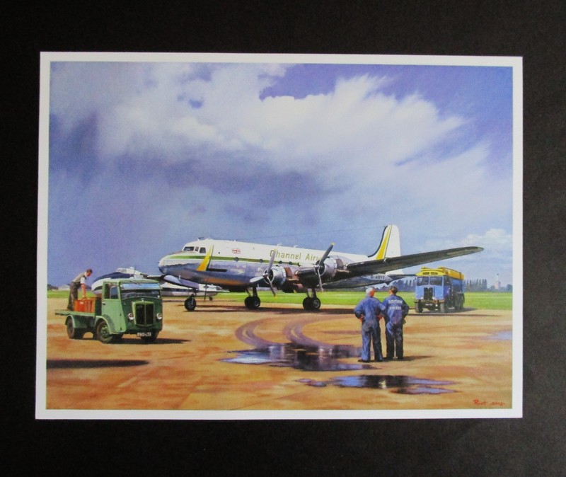9.20" x 6.90" MALCOLM ROOT PRINT " ACTIVITY AT THE AIRPORT " READY TO FRAME gallery