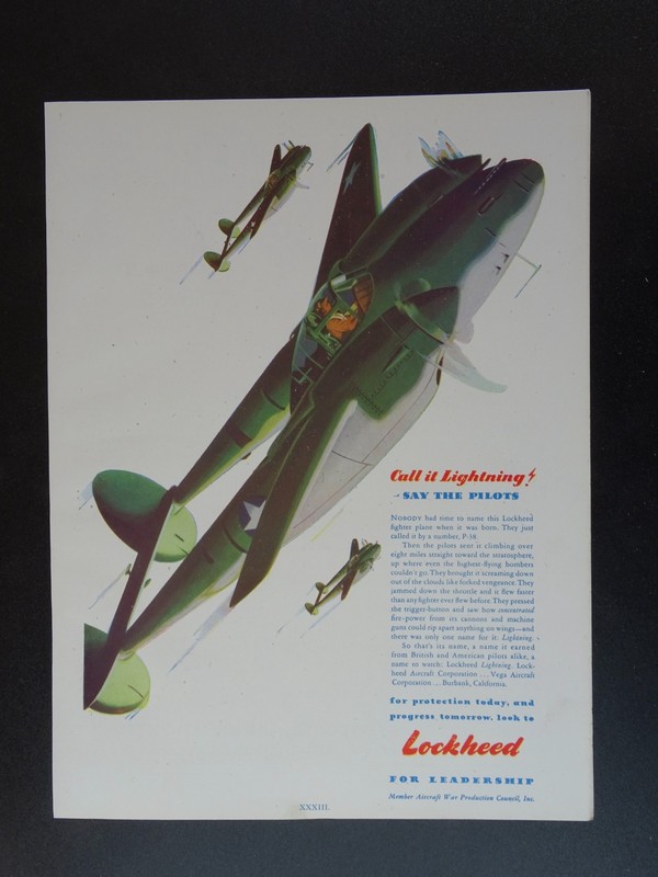 c1944 WW2 AMERICAN Advertisement LOCKHEED AIRCRAFT CORPORATION - CALIFORNIA gallery