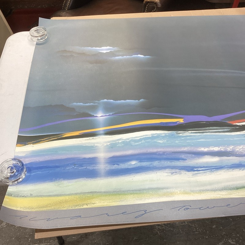 Vintage 1986 Elba Alvarez Abstract Art Stormy Skies Poster Print - 58x38” gallery