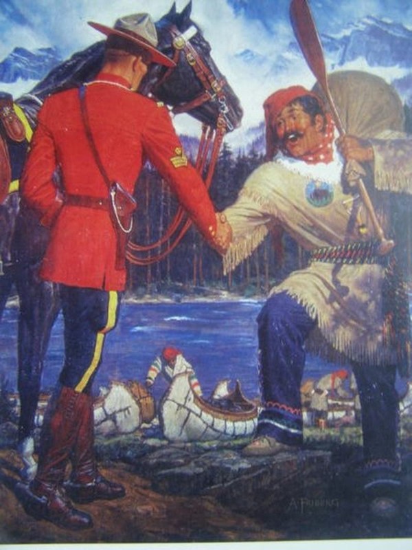 Canadian Mountie RCMP Meeting Canadian Trapper