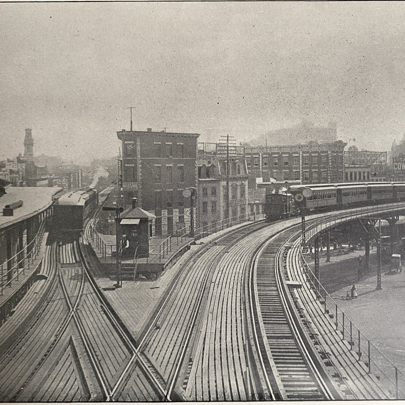 1800s New York City Chatham Square Railroad Junction 1892 Antique Book Print
